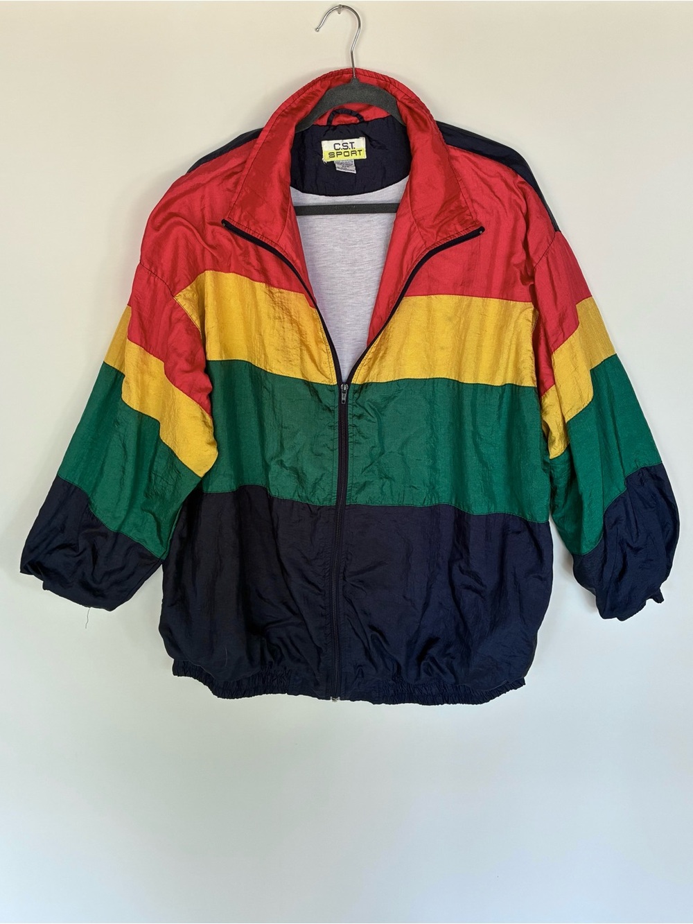 Vintage 90s C.S.T. Sport Colorblock Windbreaker Jacket 22W Plus Size